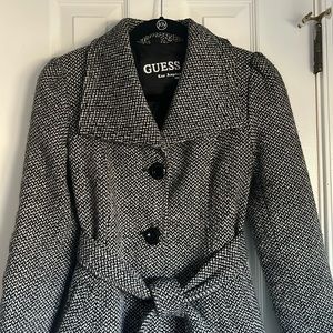Guess Houndstooth Wool Trench